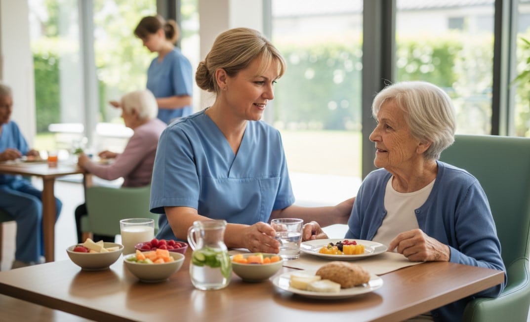 Dénutrition et déshydratation en maison de repos : accompagnement nutritionnel et hydratation assistée.